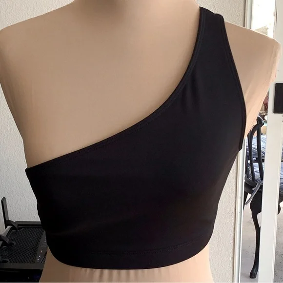 Black One Shoulder Sports Bras Size S/P - Picture 4 of 9
